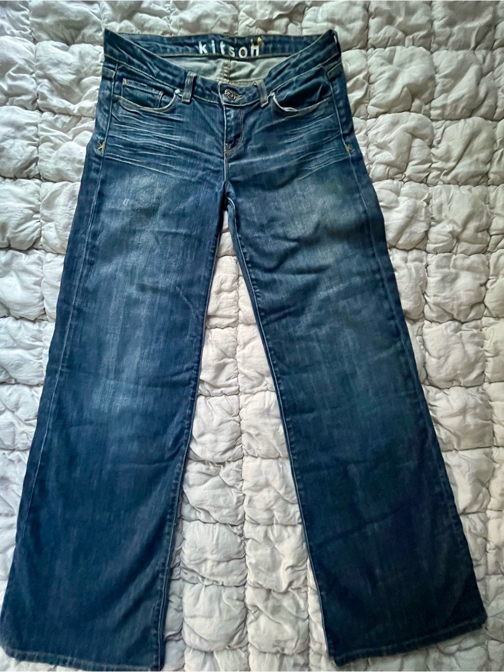 Kitson Women's Dark Blue Flared Jeans